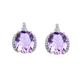 Rosa De France and White Topaz Gold Stud Earring