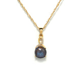 Labrodorite and White Topaz gold Pendant With Chain