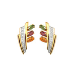 Multi-Tourmaline Gold Stud Earring