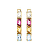Multi-Gemstone Gold Stud Earring