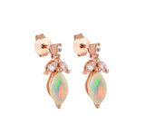 Ethiopian Opal and White Topaz Rose-gold Stud Earring