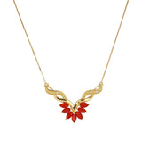 Red Onyx and White Topaz Gold Necklace