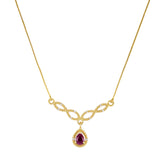 Ruby and White Topaz Gold Necklace