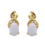 White Agate and White Topaz Gold Stud Earring